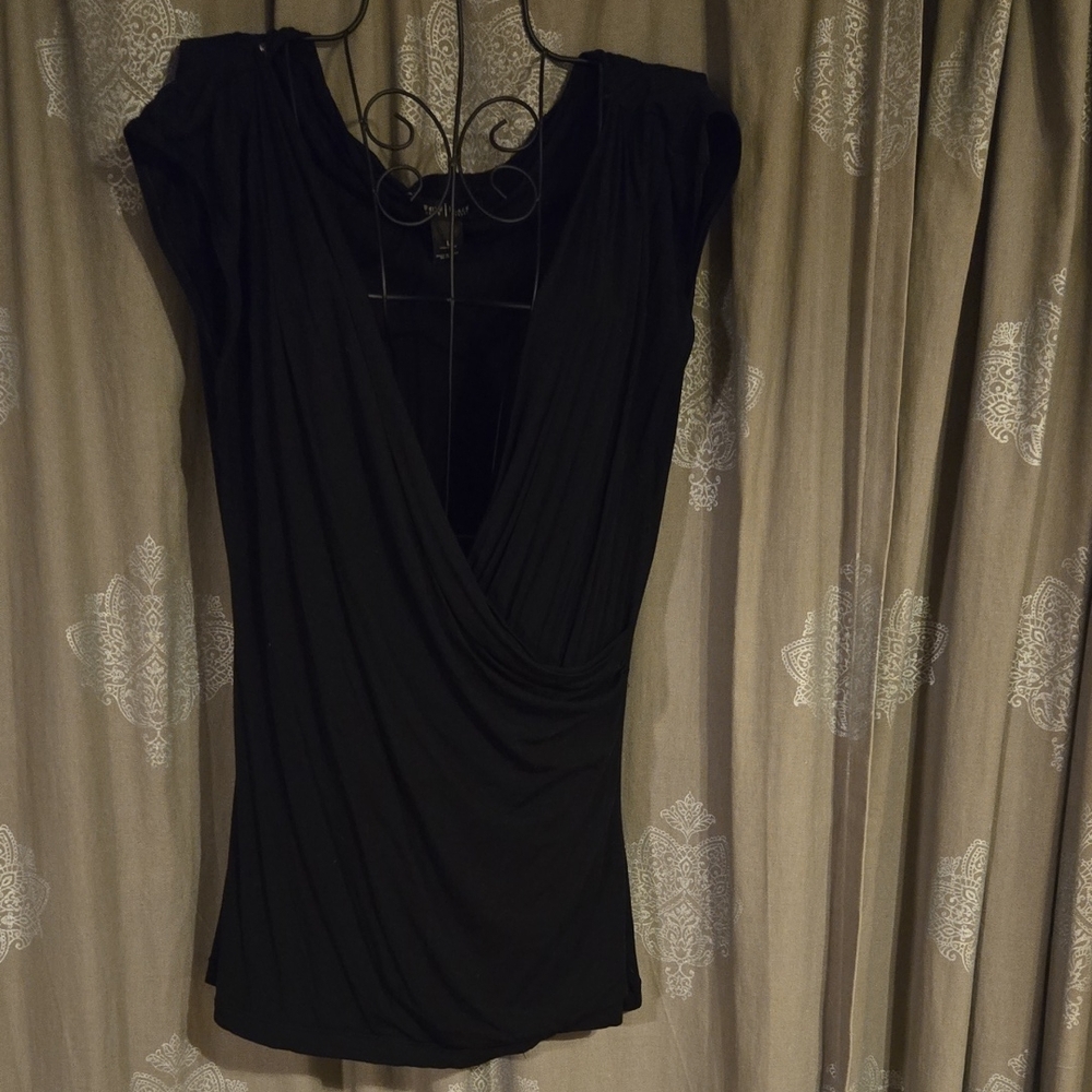 White House Black Market Draped Black Blouse